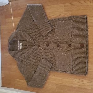 Isabella Sinclair Chunky Knit Cardigan Sweater Brown Shawl Collar Cozy Fall Sz M